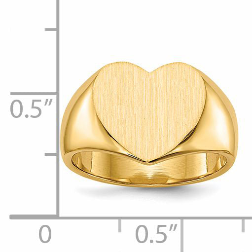 14k 11.5x12.5mm Closed Back Heart Signet Ring