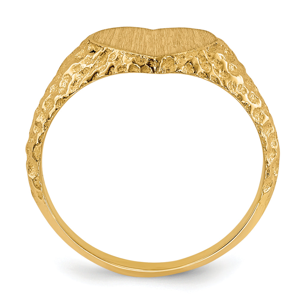 14k 7.5x8.0mm Open Back Heart Signet Ring