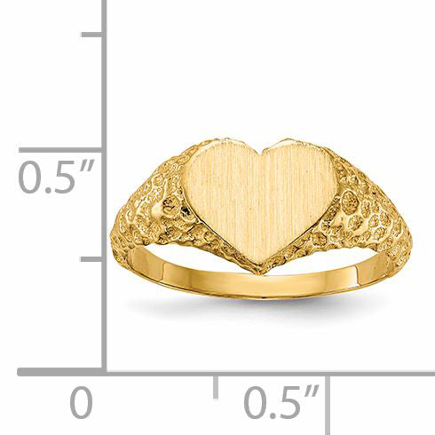 14k 7.5x8.0mm Open Back Heart Signet Ring
