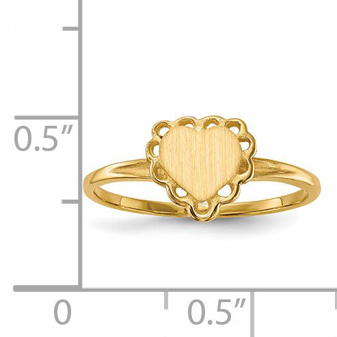 14k 6.0x6.5mm Open Back Heart Signet Ring