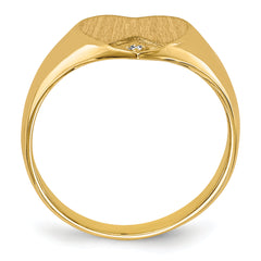 14k .005ct. Diamond Closed Back 9.0x9.0mm Heart Signet Ring