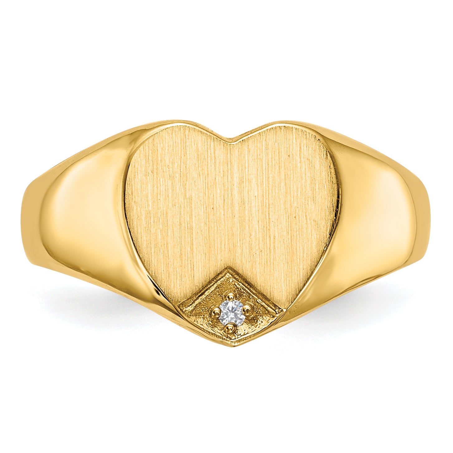 14k .005ct. Diamond Closed Back 9.0x9.0mm Heart Signet Ring