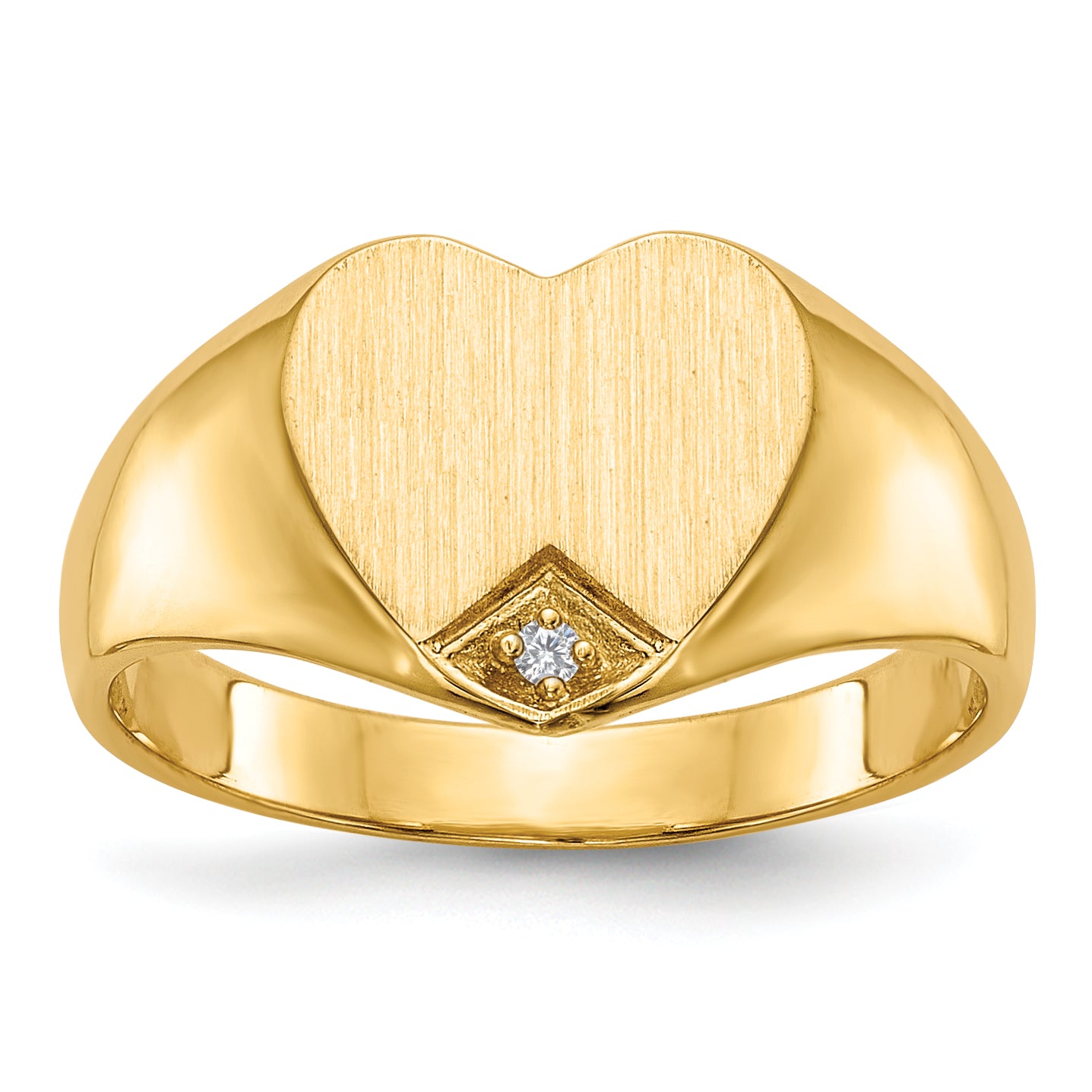 14k .005ct. Diamond Closed Back 9.0x9.0mm Heart Signet Ring Main image