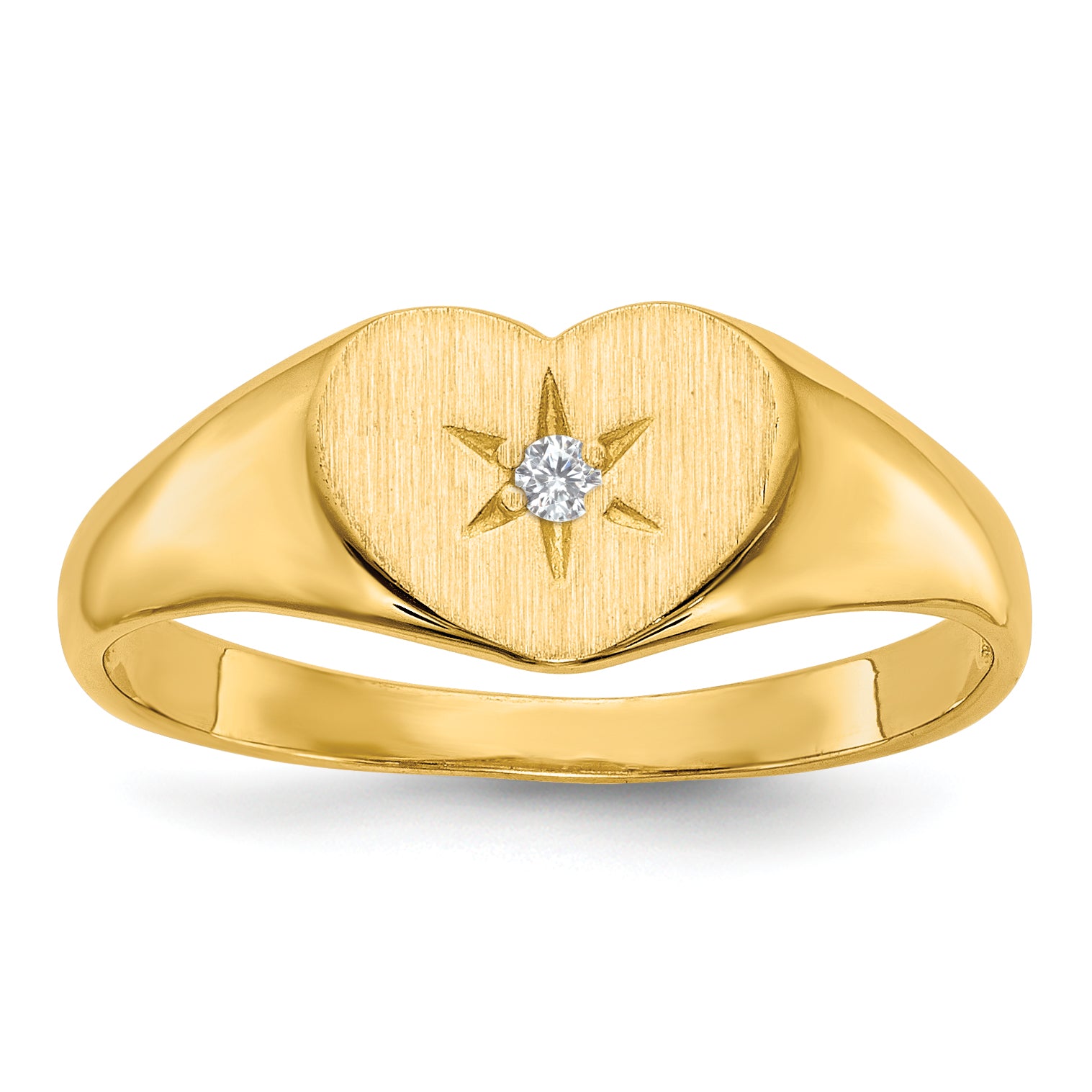 14k .01ct. Diamond 7.0x10.0mm Open Back Heart Signet Ring Main image