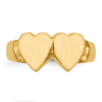 14k 8.0x8.0mm Closed Back Double Heart Signet Ring