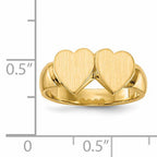14k 8.0x8.0mm Closed Back Double Heart Signet Ring
