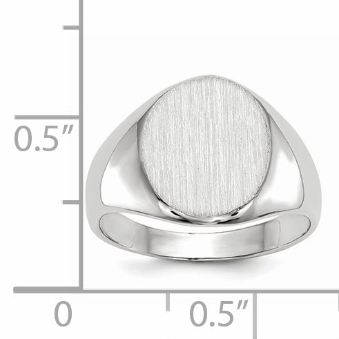 14k White Gold 12.5x11.0mm Open Back Signet Ring