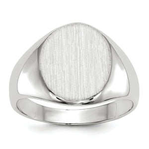 Smaller Oval Open Back Signet Ring in 14K White Gold, 3mm, Size 6 - Sophia Jewelers