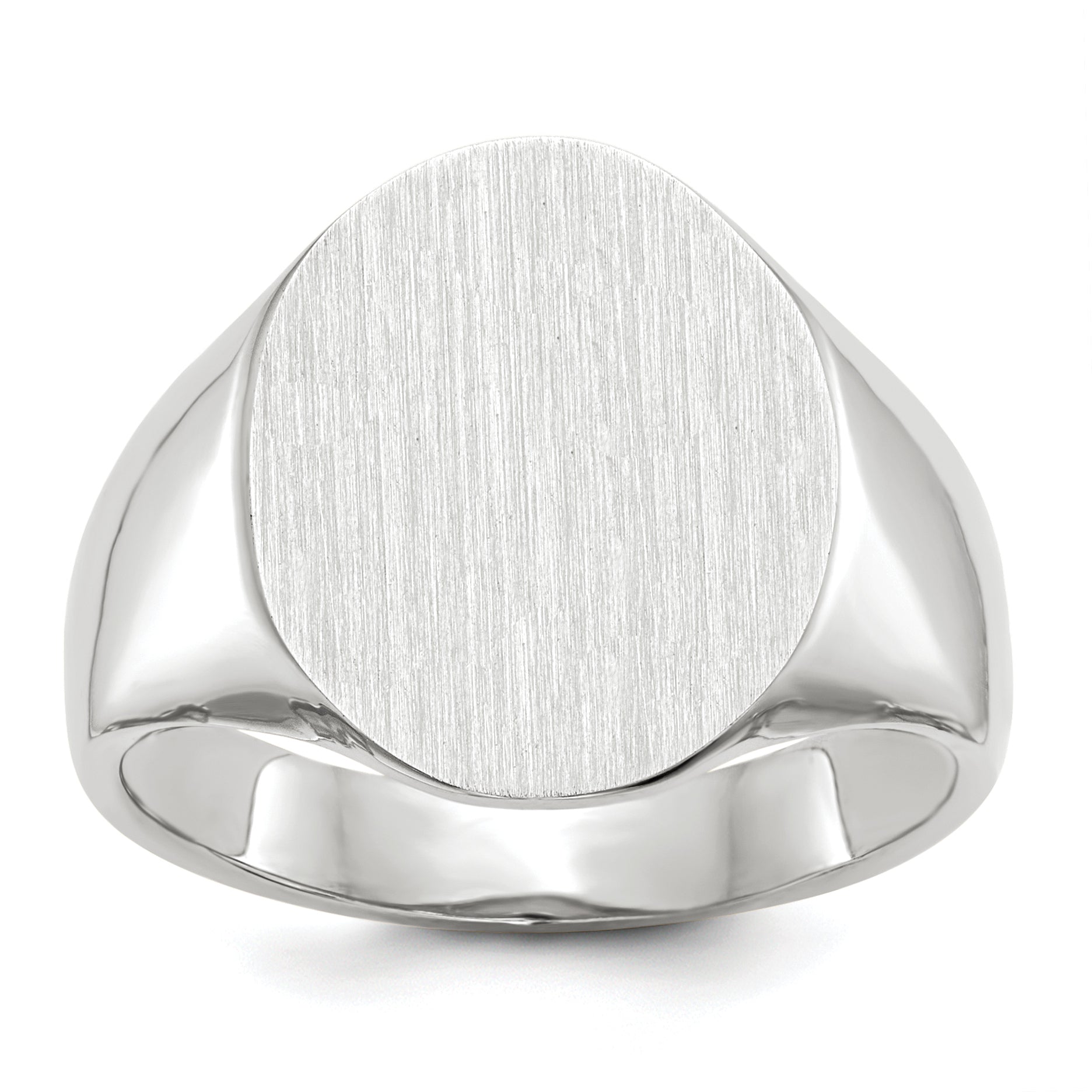 14k White Gold 18.5x15.0mm Closed Back Men's Signet Ring Main image