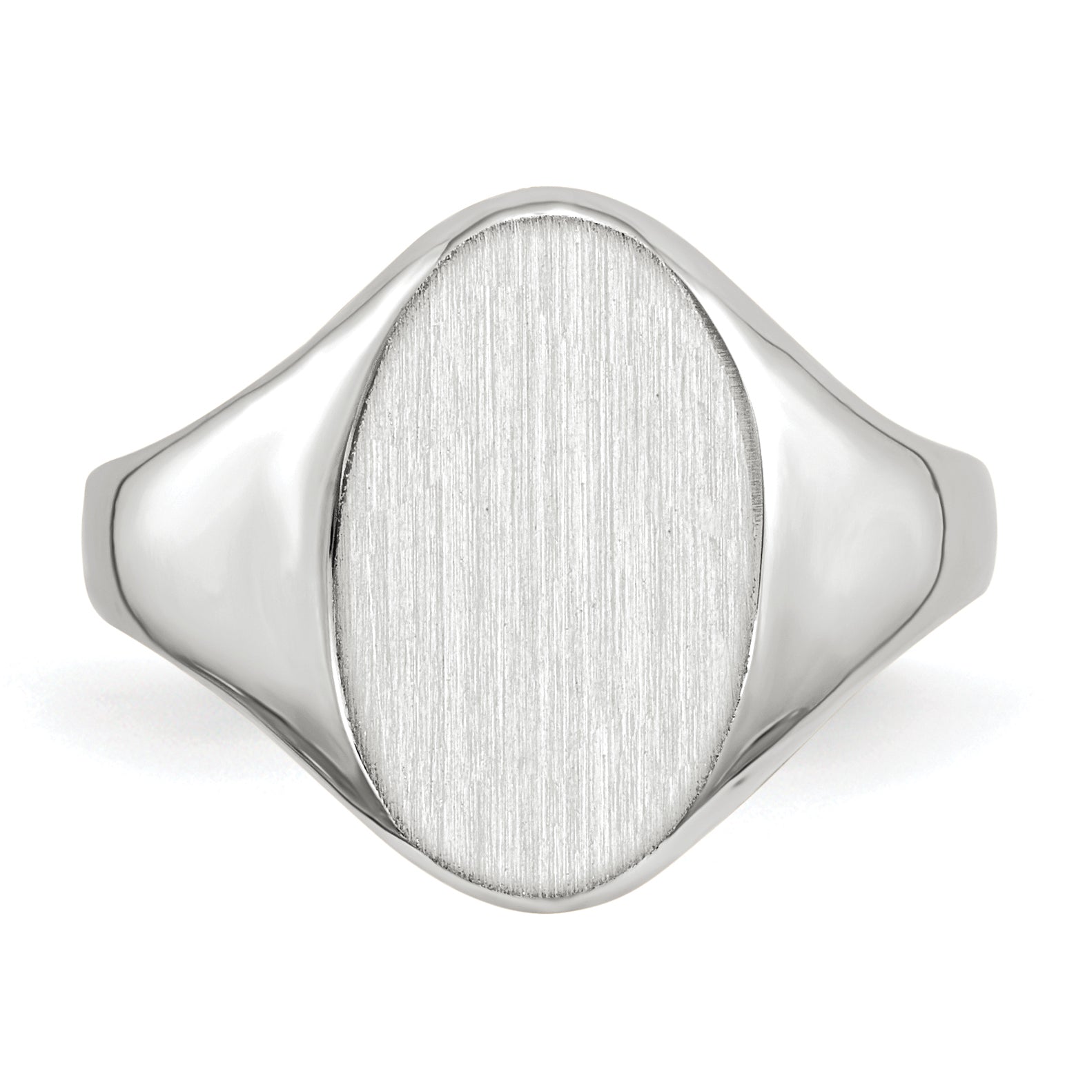 14k White Gold 14.0x9.0mm Closed Back Signet Ring