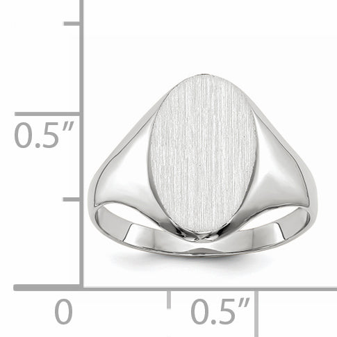 14k White Gold 14.0x9.0mm Closed Back Signet Ring