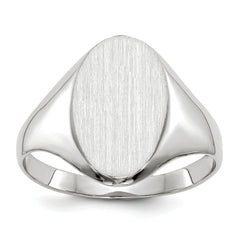 14k White Gold 14.0x9.0mm Closed Back Signet Ring