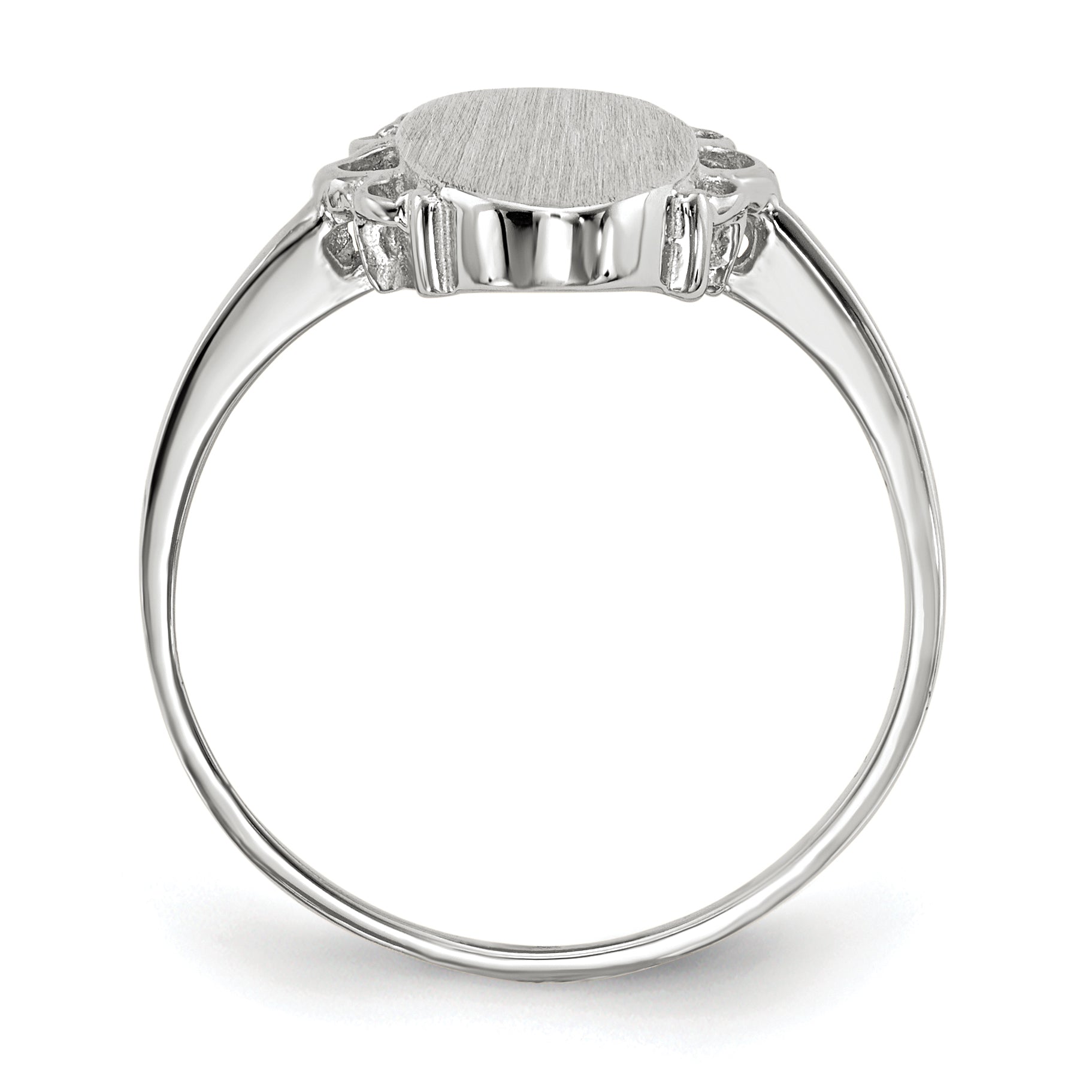 14k White Gold 14.5x7.0mm Open Back Signet Ring