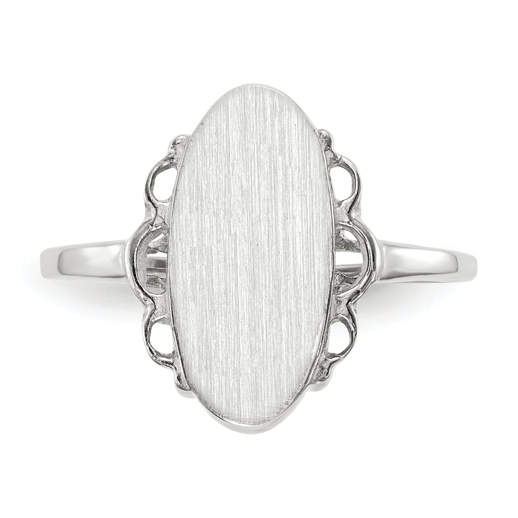 14k White Gold 14.5x7.0mm Open Back Signet Ring