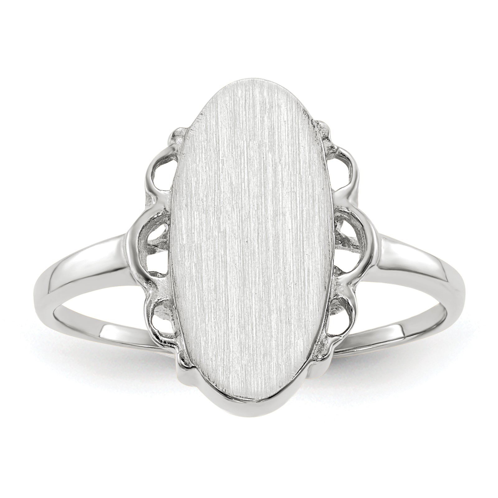 14k White Gold 14.5x7.0mm Open Back Signet Ring Main image
