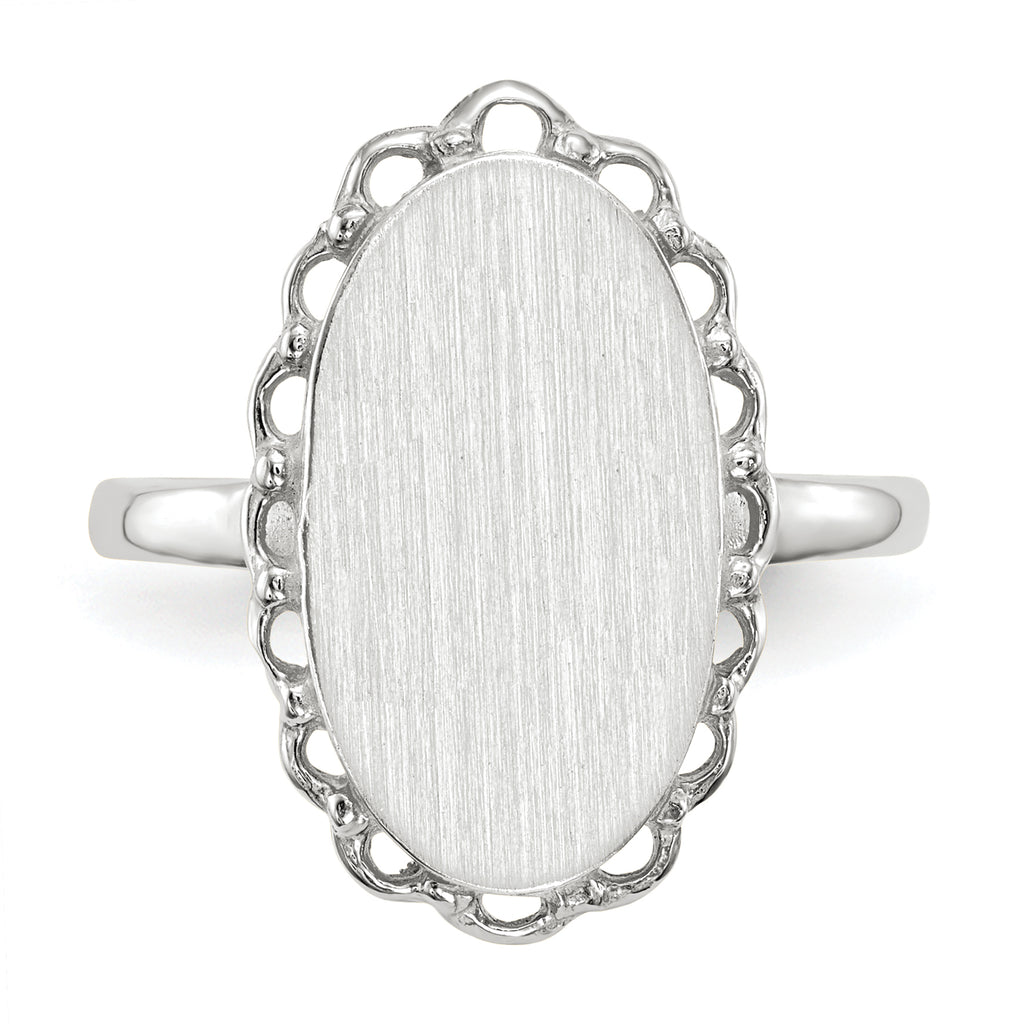 14k White Gold 14x10.5mm Open Back Signet Ring