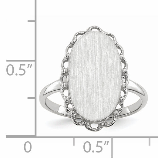 14k White Gold 14x10.5mm Open Back Signet Ring