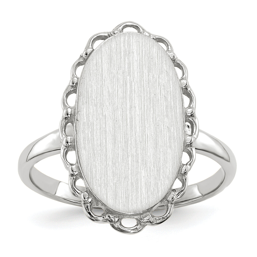 14k White Gold 14x10.5mm Open Back Signet Ring