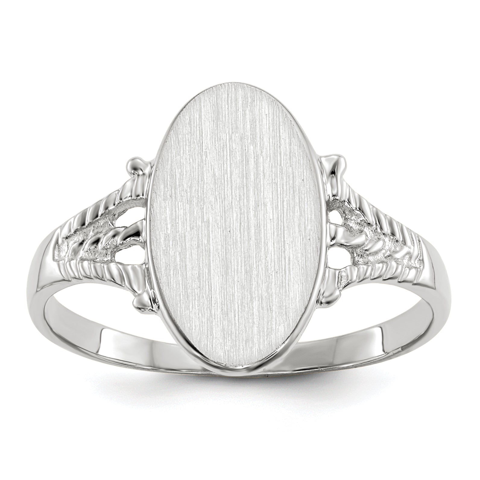 14k White Gold 13.5x8.5mm Closed Back Signet Ring Main image