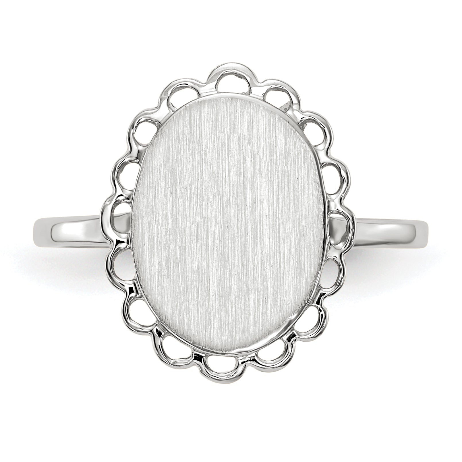 14k White Gold 11.5x9.0mm Open Back Signet Ring