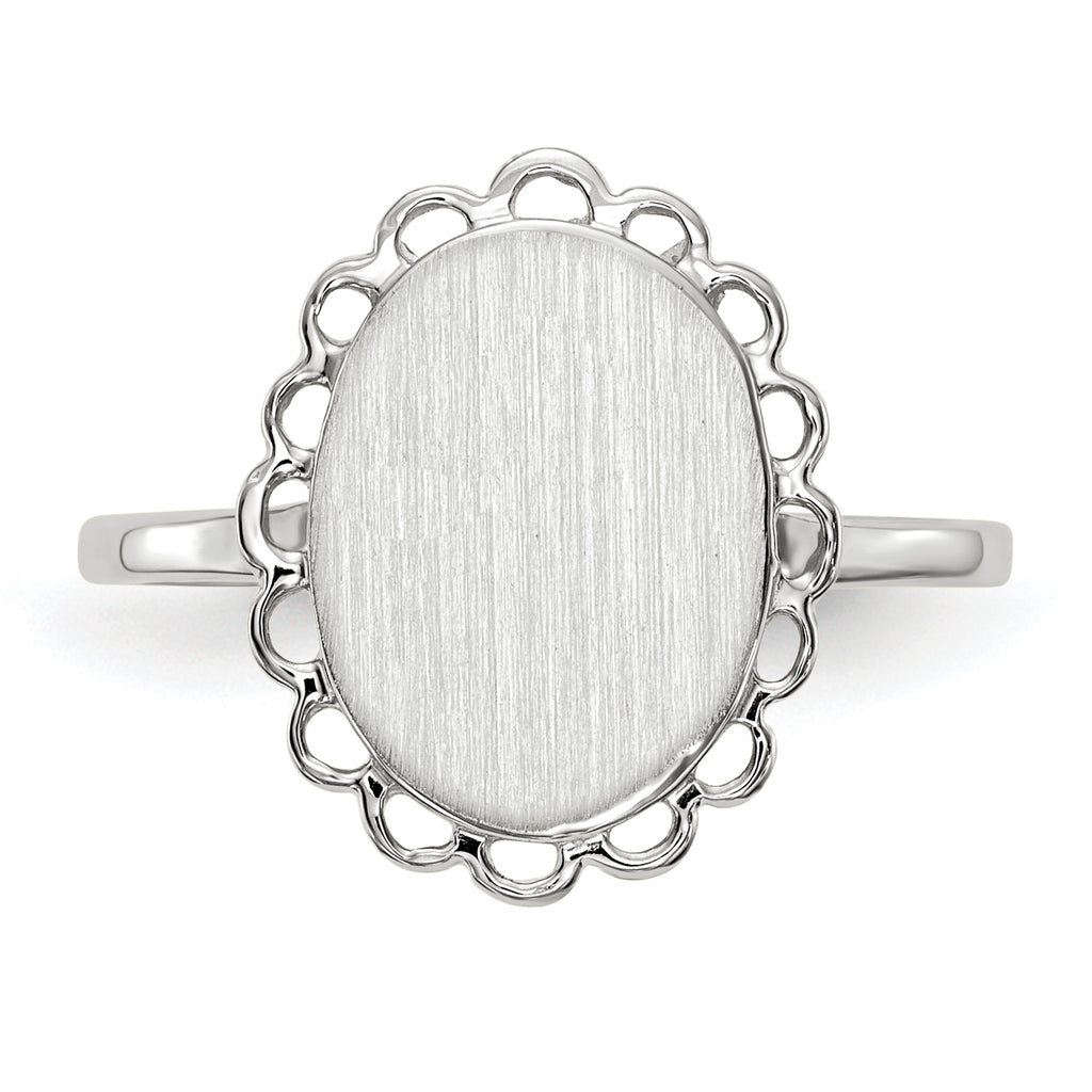 14k White Gold 11.5x9.0mm Open Back Signet Ring