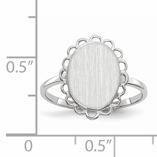 14k White Gold 11.5x9.0mm Open Back Signet Ring