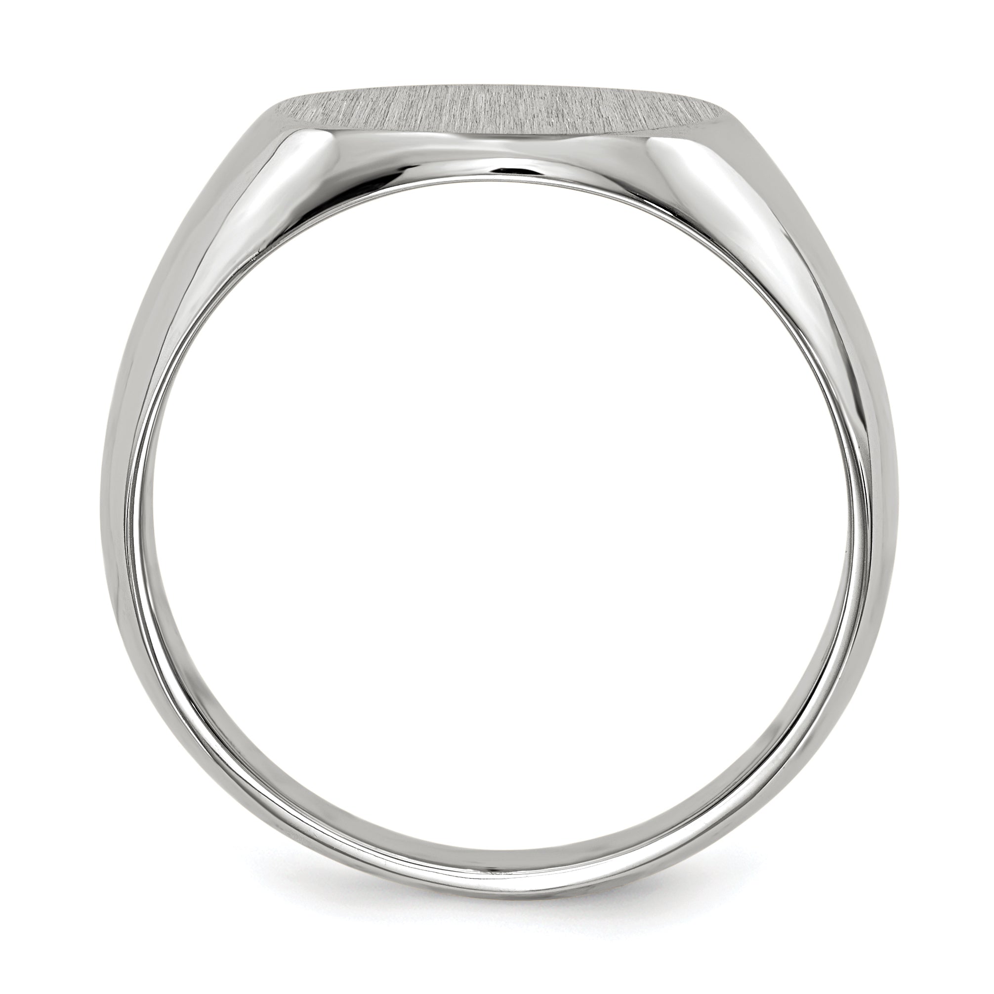 14k White Gold 12.5x13.5mm Closed Back Men's Signet Ring Secondary image