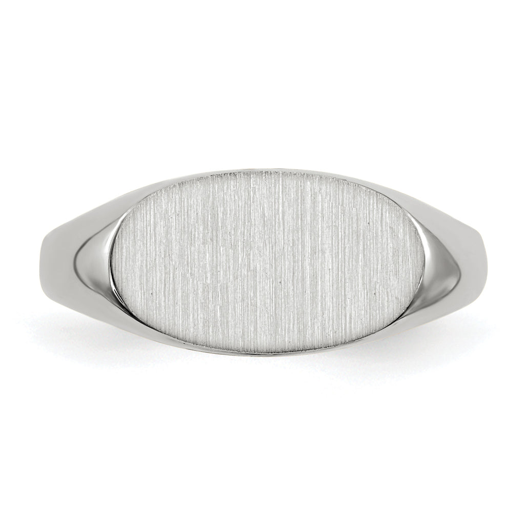 14k White Gold 6.5x12.0mm Closed Back Signet Ring
