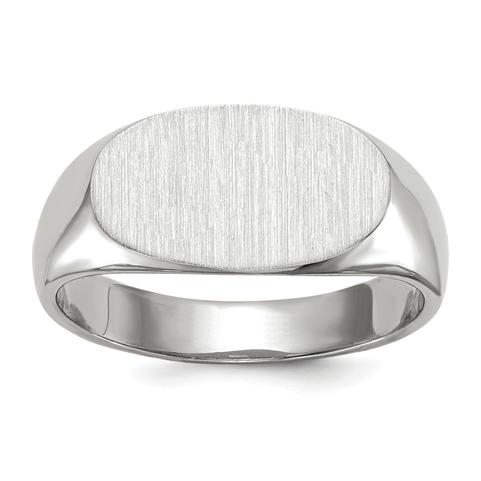14k White Gold 7.5x13.5mm Closed Back Signet Ring Main image