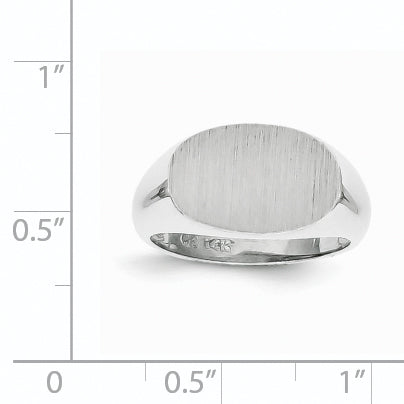 14k White Gold 9.5x15.0mm Open Back Signet Ring