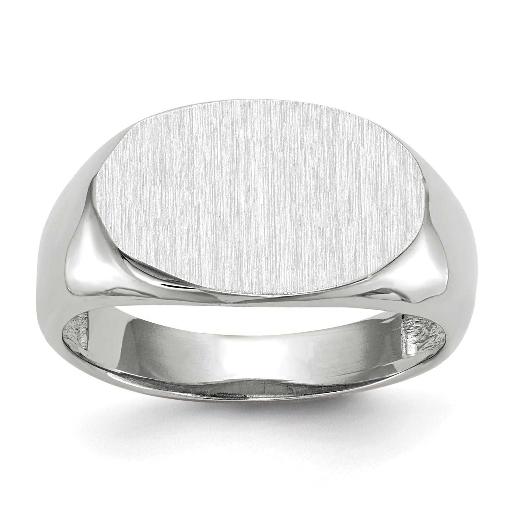 14k White Gold 9.5x15.0mm Open Back Signet Ring Main image