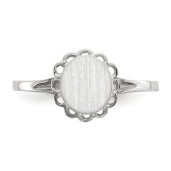 14k White Gold 7.0x6.5mm Open Back Signet Ring