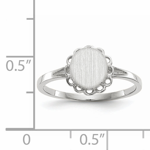 14k White Gold 7.0x6.5mm Open Back Signet Ring