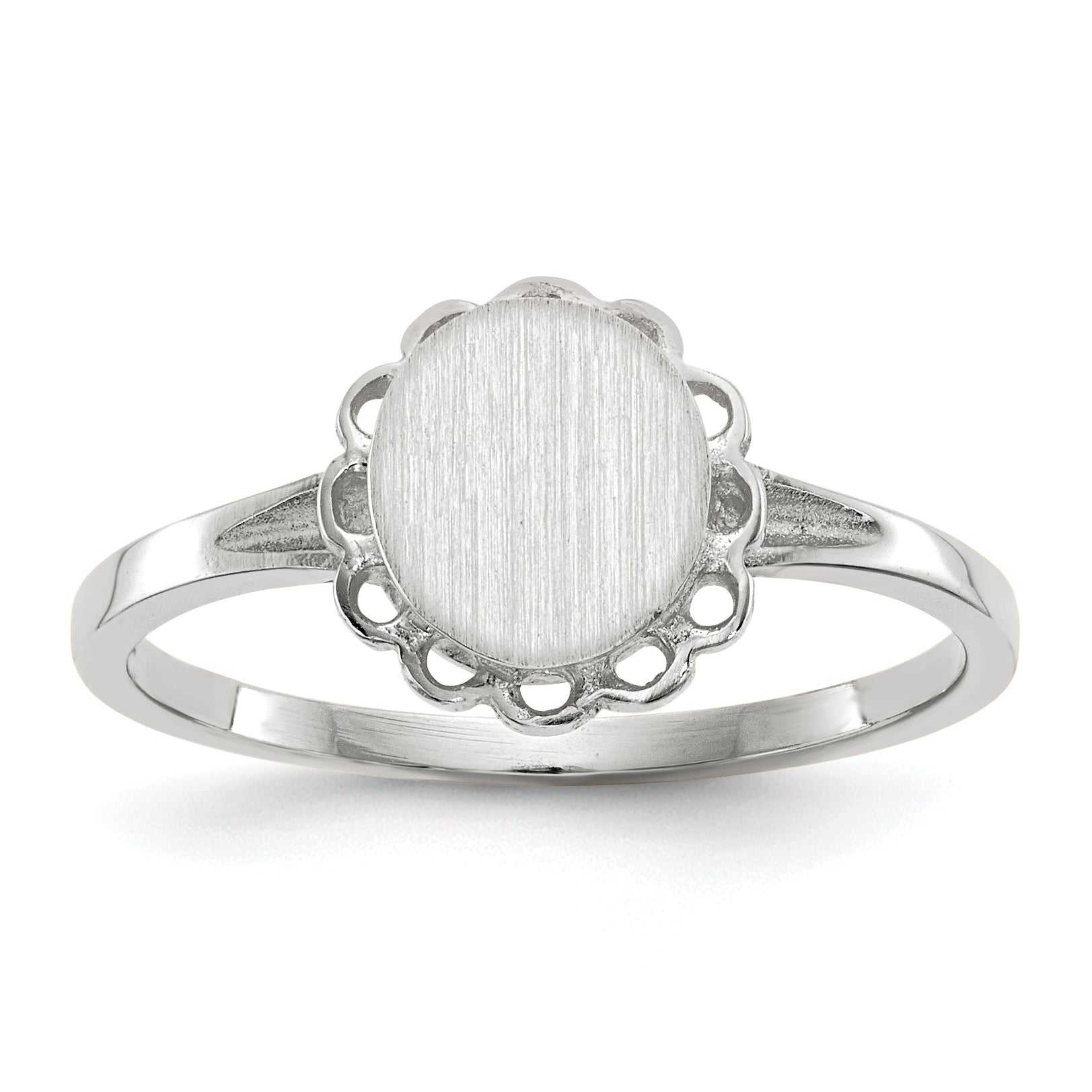 14k White Gold 7.0x6.5mm Open Back Signet Ring Main image
