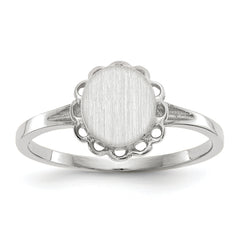 14k White Gold 7.0x6.5mm Open Back Signet Ring