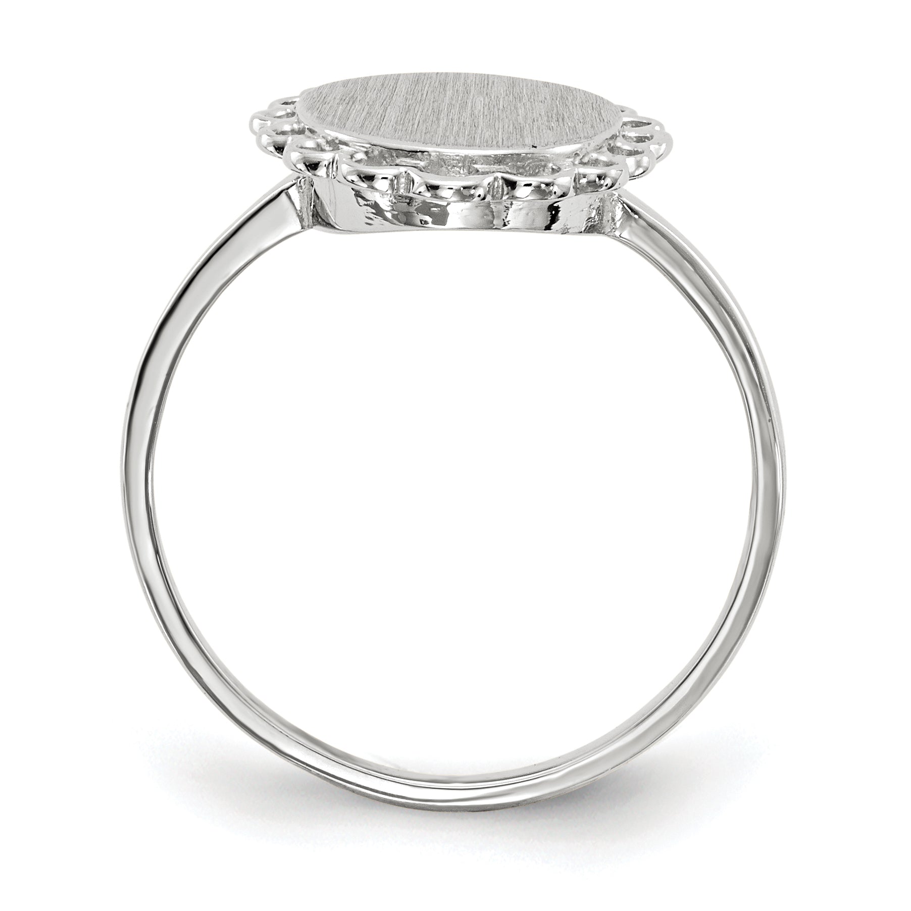 14k White Gold 9.0x8.5mm Open Back Signet Ring