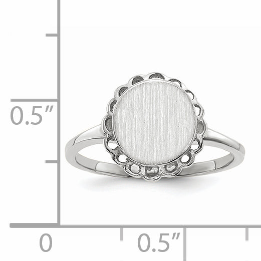 14k White Gold 9.0x8.5mm Open Back Signet Ring