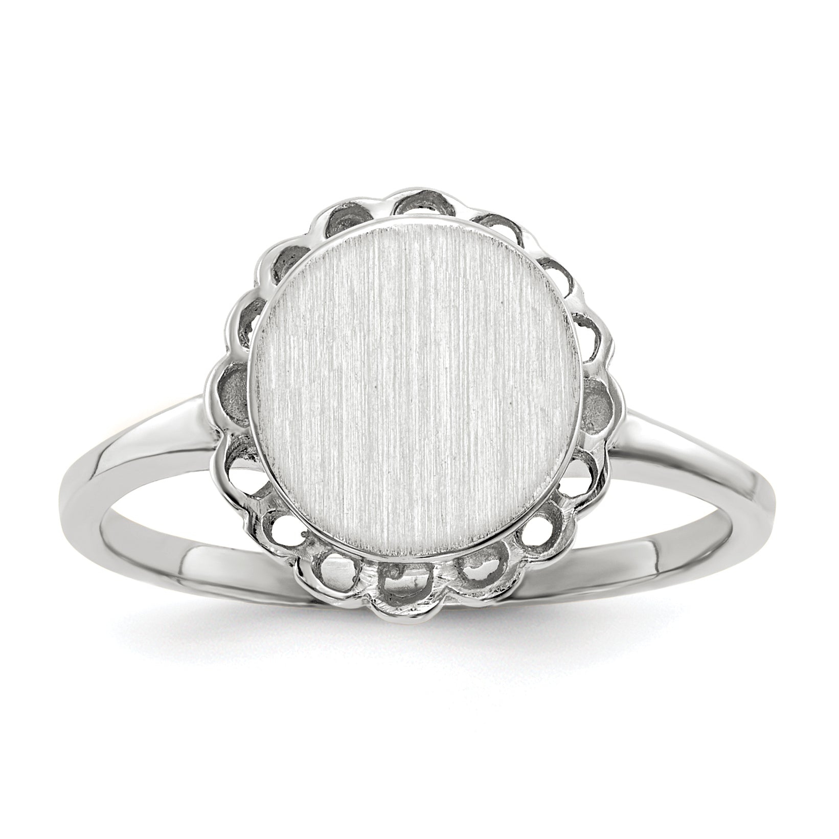 14k White Gold 9.0x8.5mm Open Back Signet Ring Main image