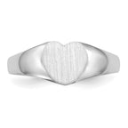 14k White Gold 7.0x9.5mm Closed Back Heart Signet Ring
