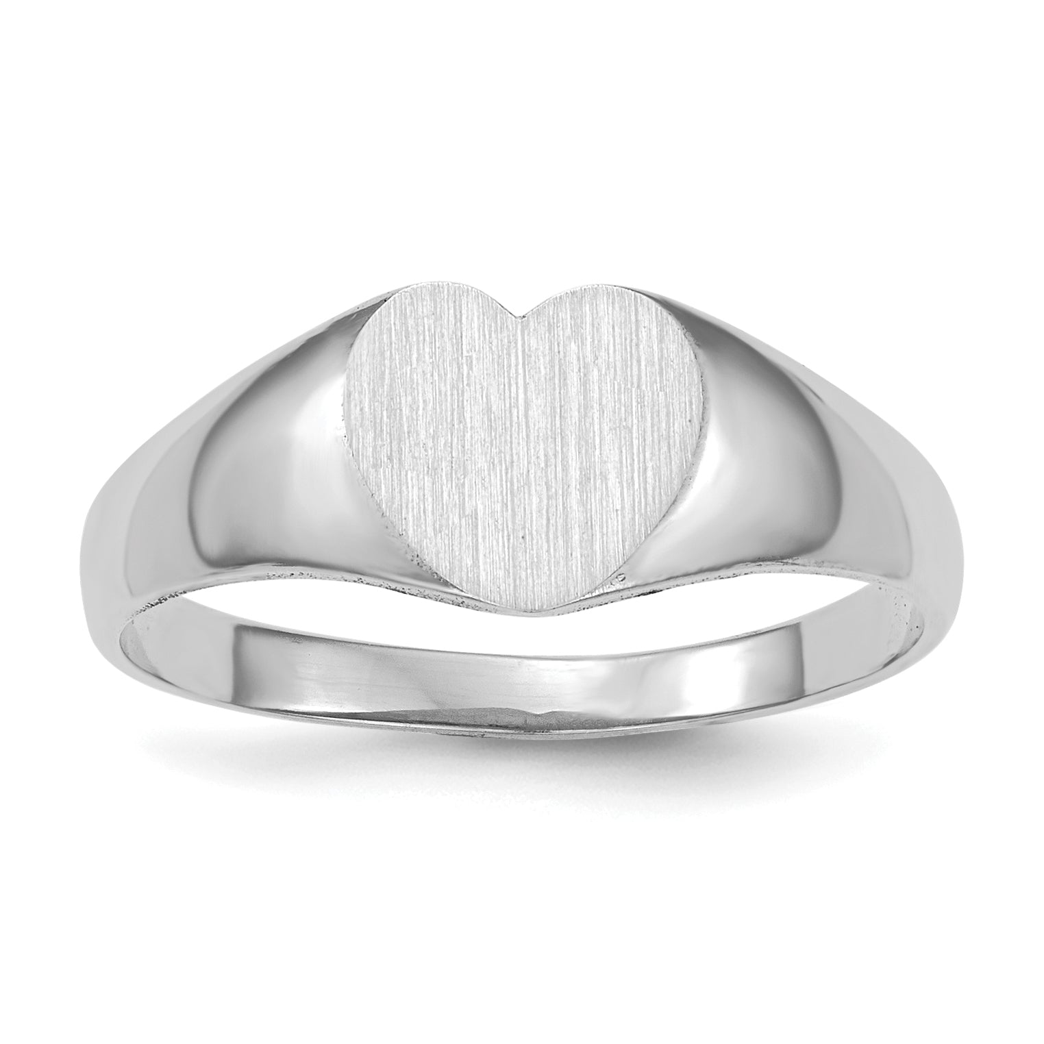 14k White Gold 7.0x9.5mm Closed Back Heart Signet Ring Main image