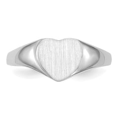 14k White Gold 8.5x9.0mm Closed Back Heart Signet Ring