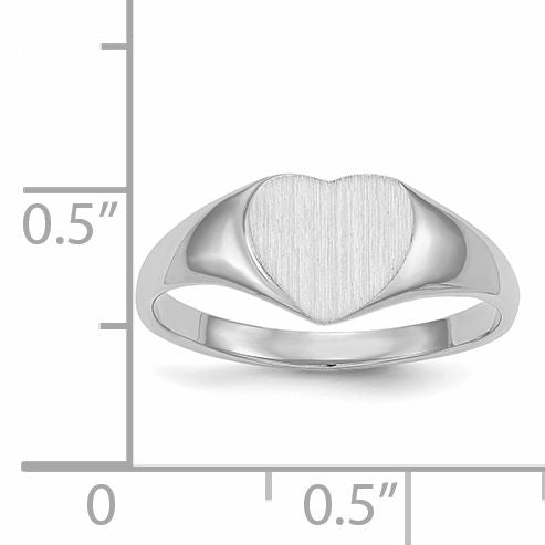 14k White Gold 8.5x9.0mm Closed Back Heart Signet Ring