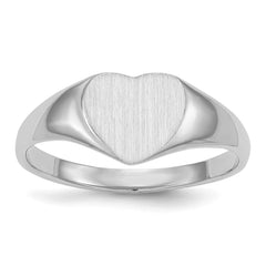 14k White Gold 8.5x9.0mm Closed Back Heart Signet Ring