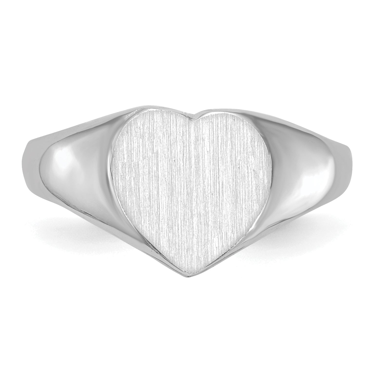 14k White Gold 7.5x8.0mm Closed Back Heart Signet Ring
