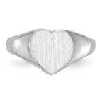 14k White Gold 7.5x8.0mm Closed Back Heart Signet Ring