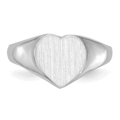 14k White Gold 7.5x8.0mm Closed Back Heart Signet Ring