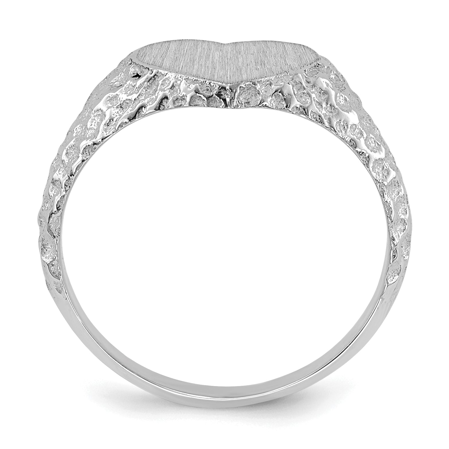 14k White Gold 8.0x9.0mm Open Back Heart Signet Ring Secondary image