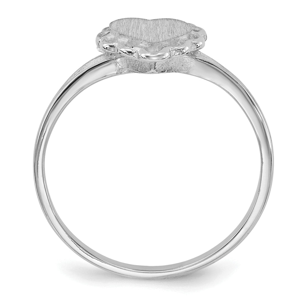 14k White Gold 6.0x6.5mm Open Back Heart Signet Ring