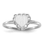 14k White Gold 6.0x6.5mm Open Back Heart Signet Ring