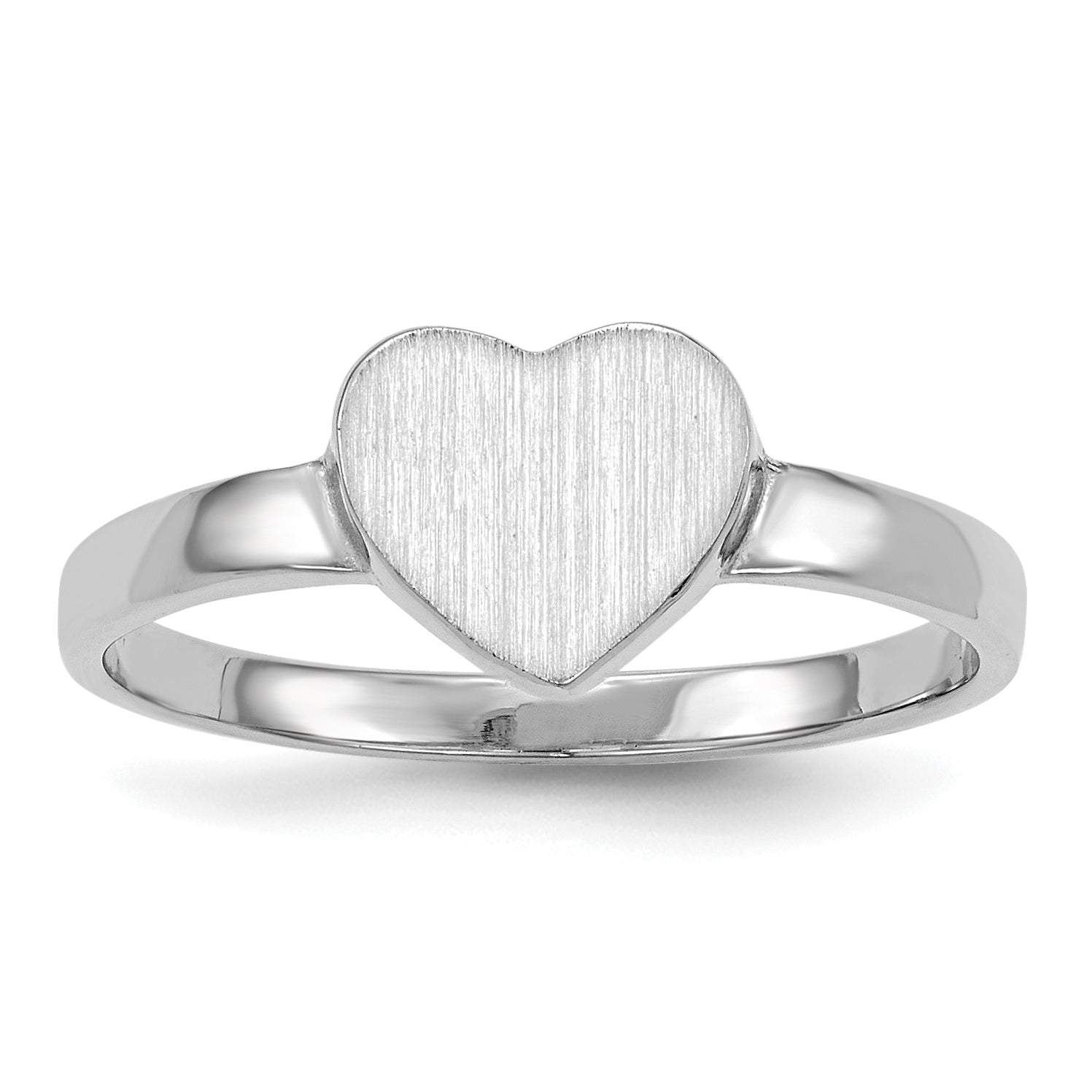 14k White Gold 7.0x7.5mm Open Back Heart Signet Ring Main image